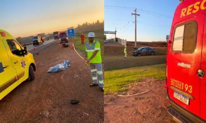 Acidente entre moto e Toro deixa um morto e dois feridos.