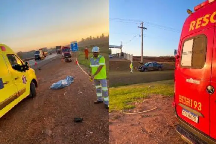 Acidente entre moto e Toro deixa um morto e dois feridos.