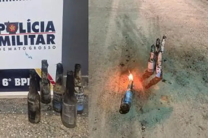 Dupla é presa suspeita de jogar coquetéis molotov contra residência.