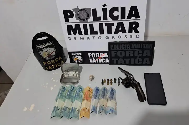 Força Tática prende faccionado por porte ilegal de arma de fogo em Tangará da Serra.