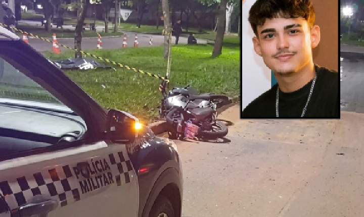 Jovem de 18 anos morre após colidir moto e ser arremessado em avenida.