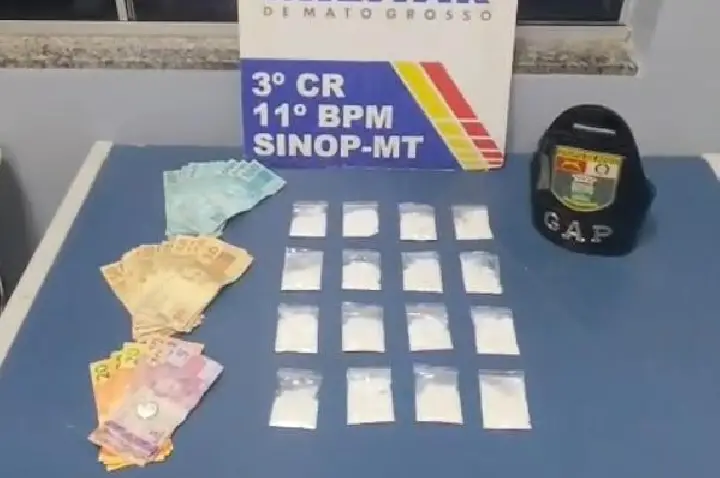 Polícia Militar prende faccionado por tráfico e apreende mais de R$ 3 mil.