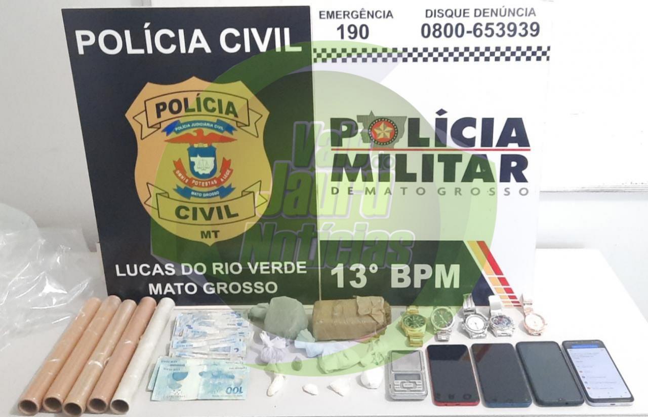 Policiais civis e militares prendem dois homens por tráfico de drogas em Lucas do Rio Verde