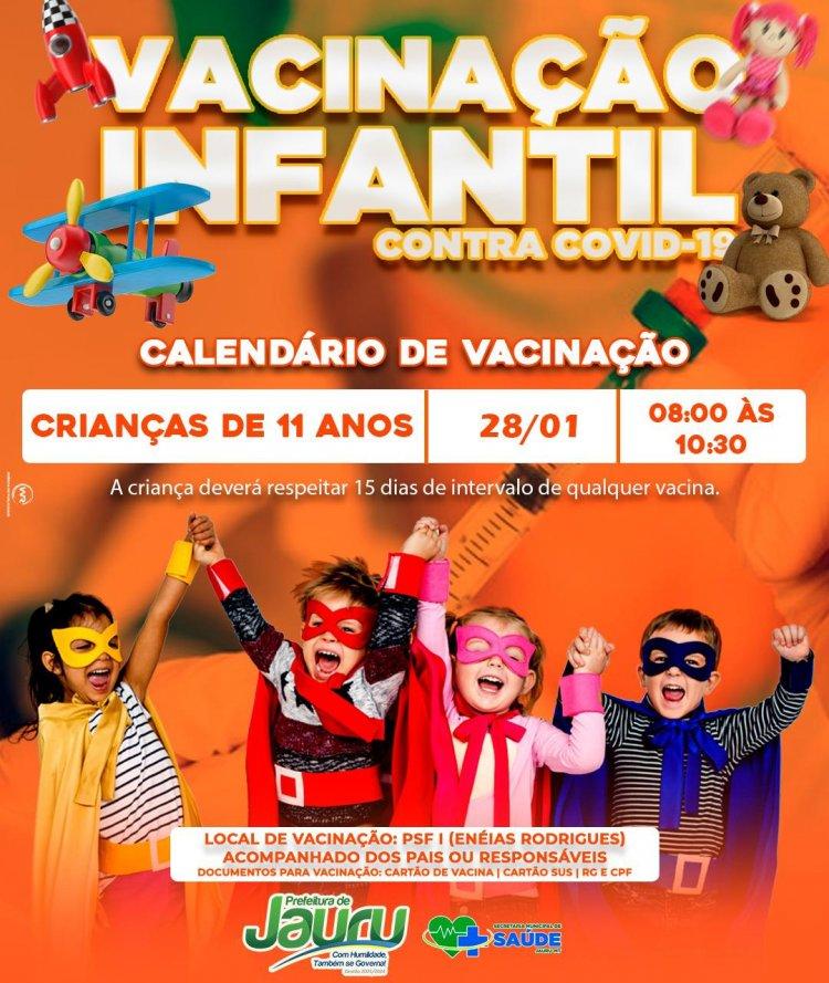 Prefeitura de Jauru inicia vacinação de crianças com 11 anos de idade.
