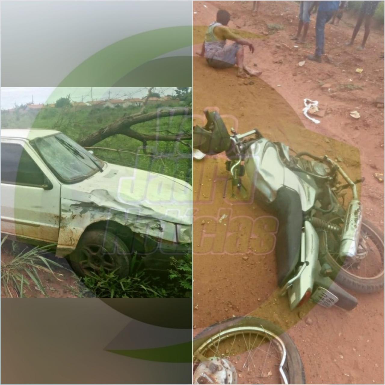 Acidente próximo ao residencial universitário deixa condutor ferido, em Cáceres