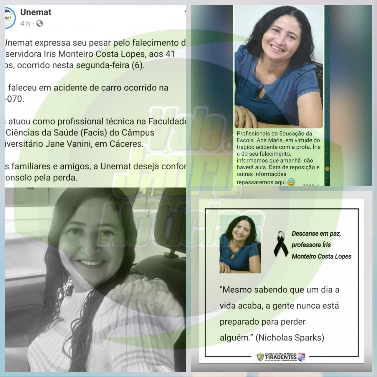 Escolas e UNEMAT em Cáceres lamentam a perda da Professora Íris Monteiro em grave acidente na Br-070