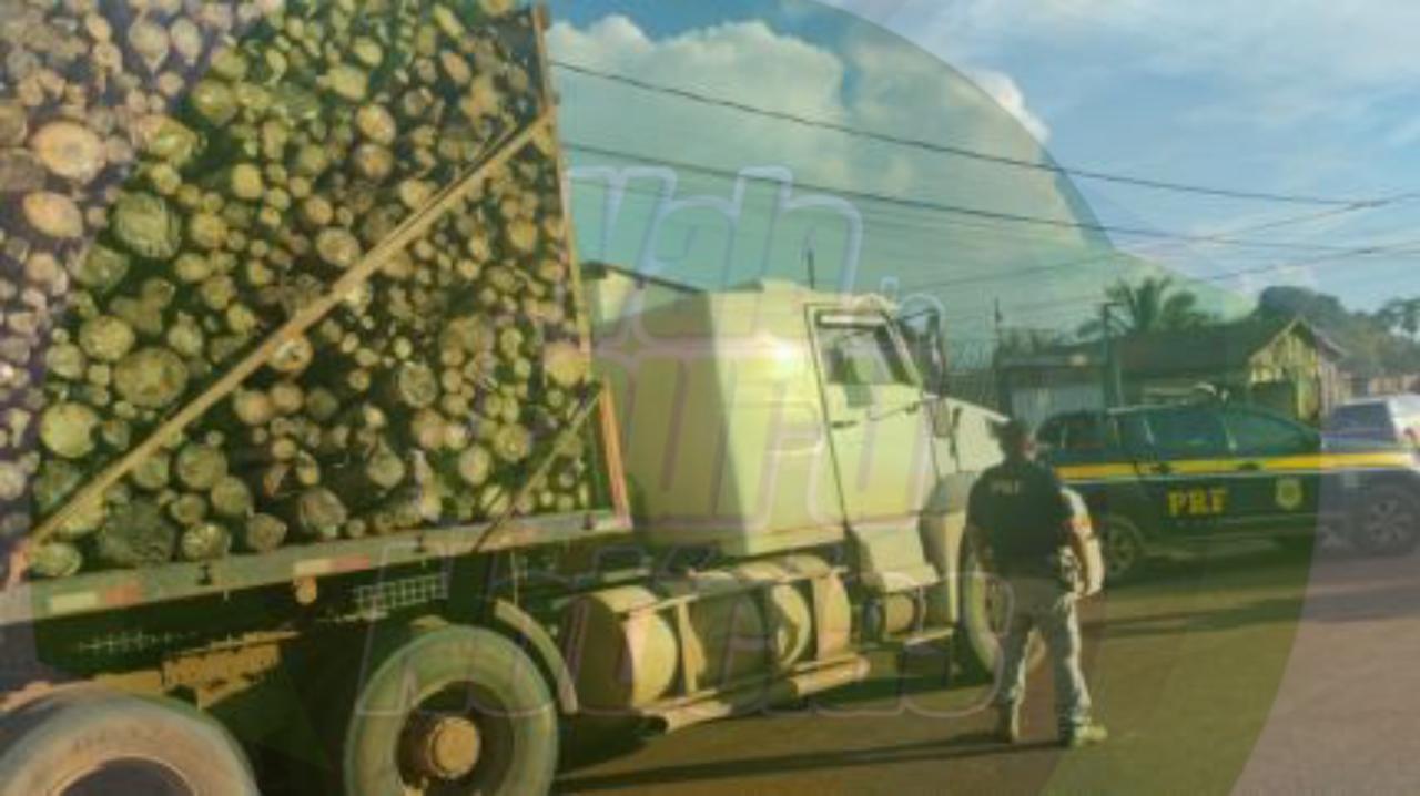 Caminhoneiro é autuado e tem carga de madeira irregular apreendida pela PRF em Confresa