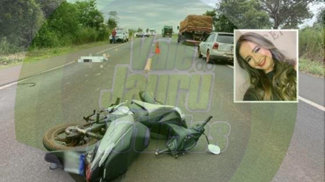 Estudante cai de moto e é atropelada por carreta na BR-070 em Barra do Garças