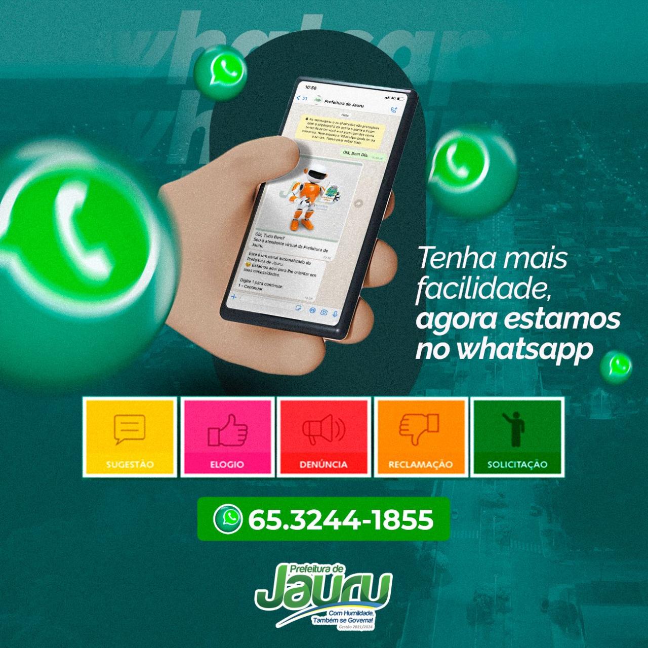 A Prefeitura de Jauru agora está com atendimento via WhatsApp!