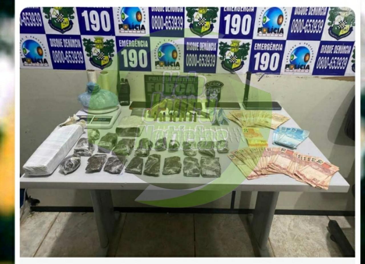 PM desarticula quadrilha e apreende porções de drogas e arma de fogo em Barra do Bugres MT