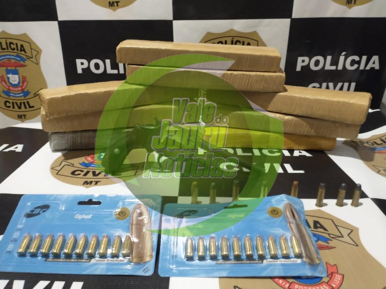 Polícia Civil prende mulher com oito tabletes de maconha, arma e munições em Campos de Júlio MT