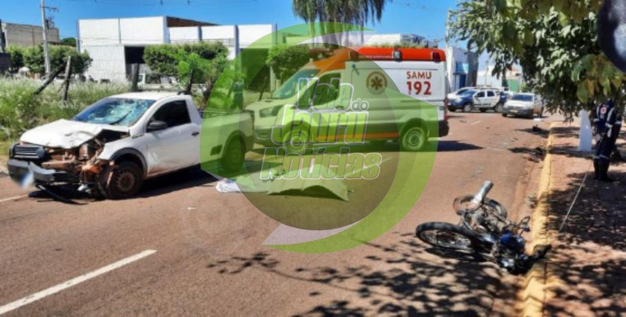 Motociclista morre em batida com Saveiro ao invadir preferencial no interior