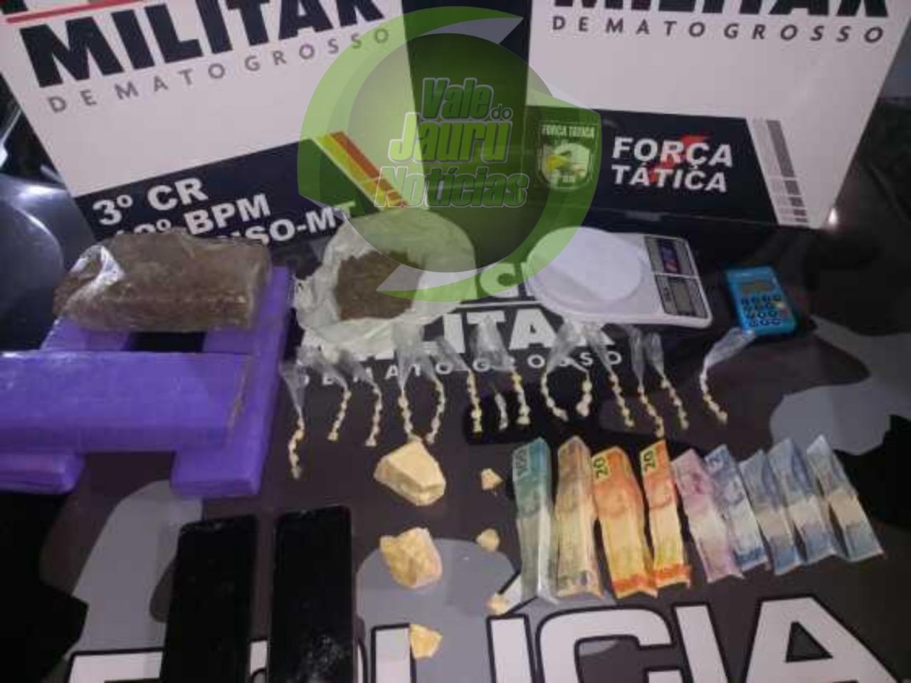 Homem é preso com 64 porções de base e quatro tabletes de cocaína em Sorriso