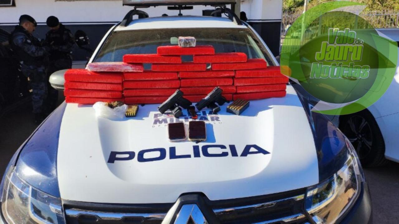 Quadrilha  é presa com 22 tabletes de maconha e duas pistolas em Cáceres
