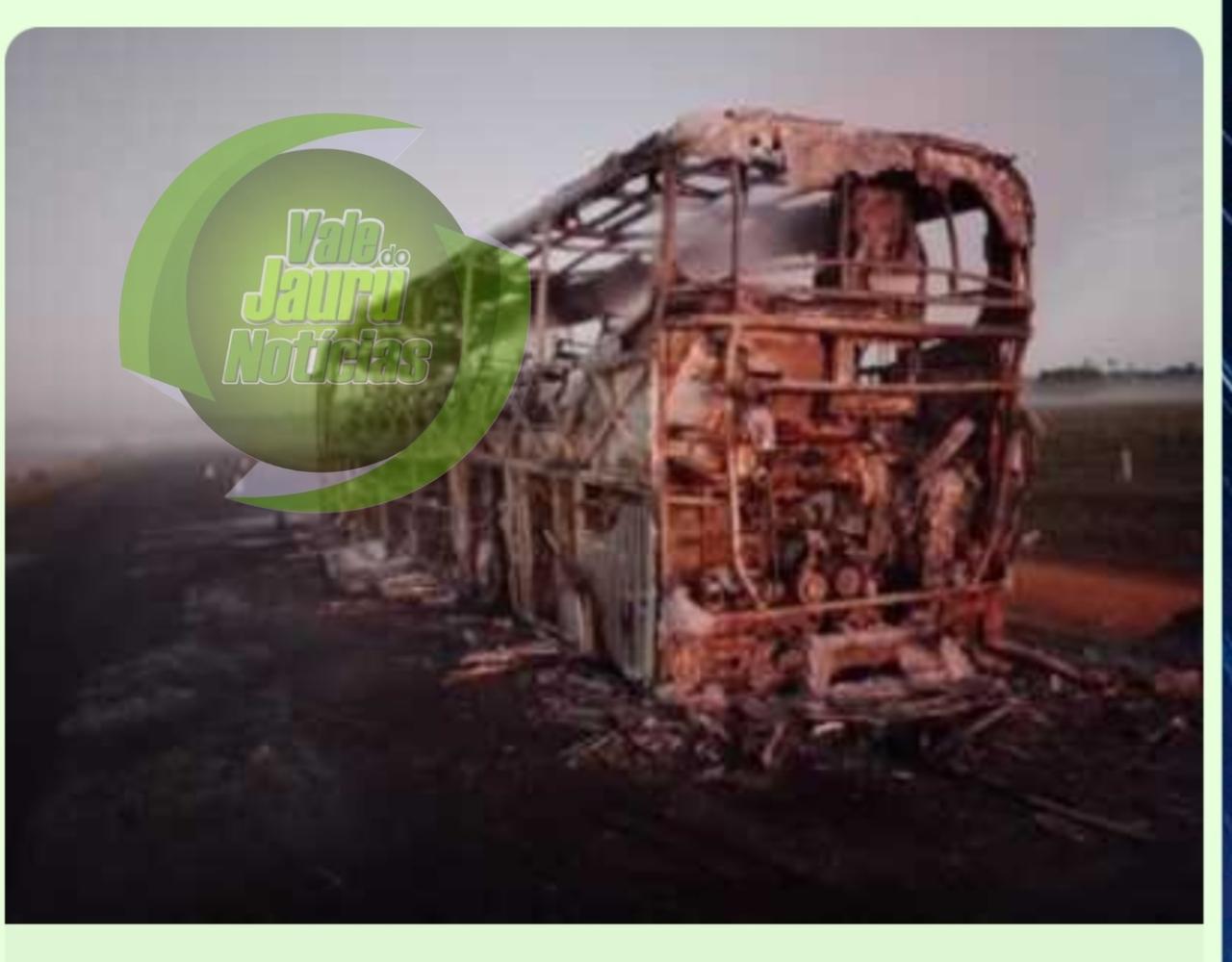Ônibus de viagem pega fogo na MT-170