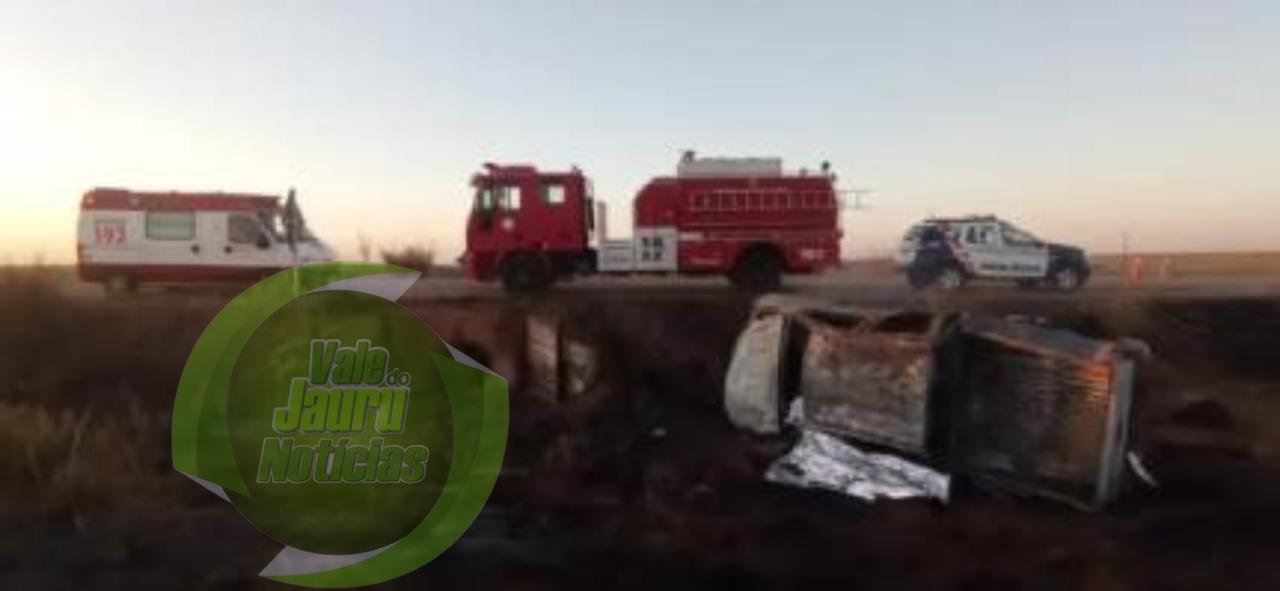 Três da mesma família morrem carbonizadas em acidente com S10 na MT-244