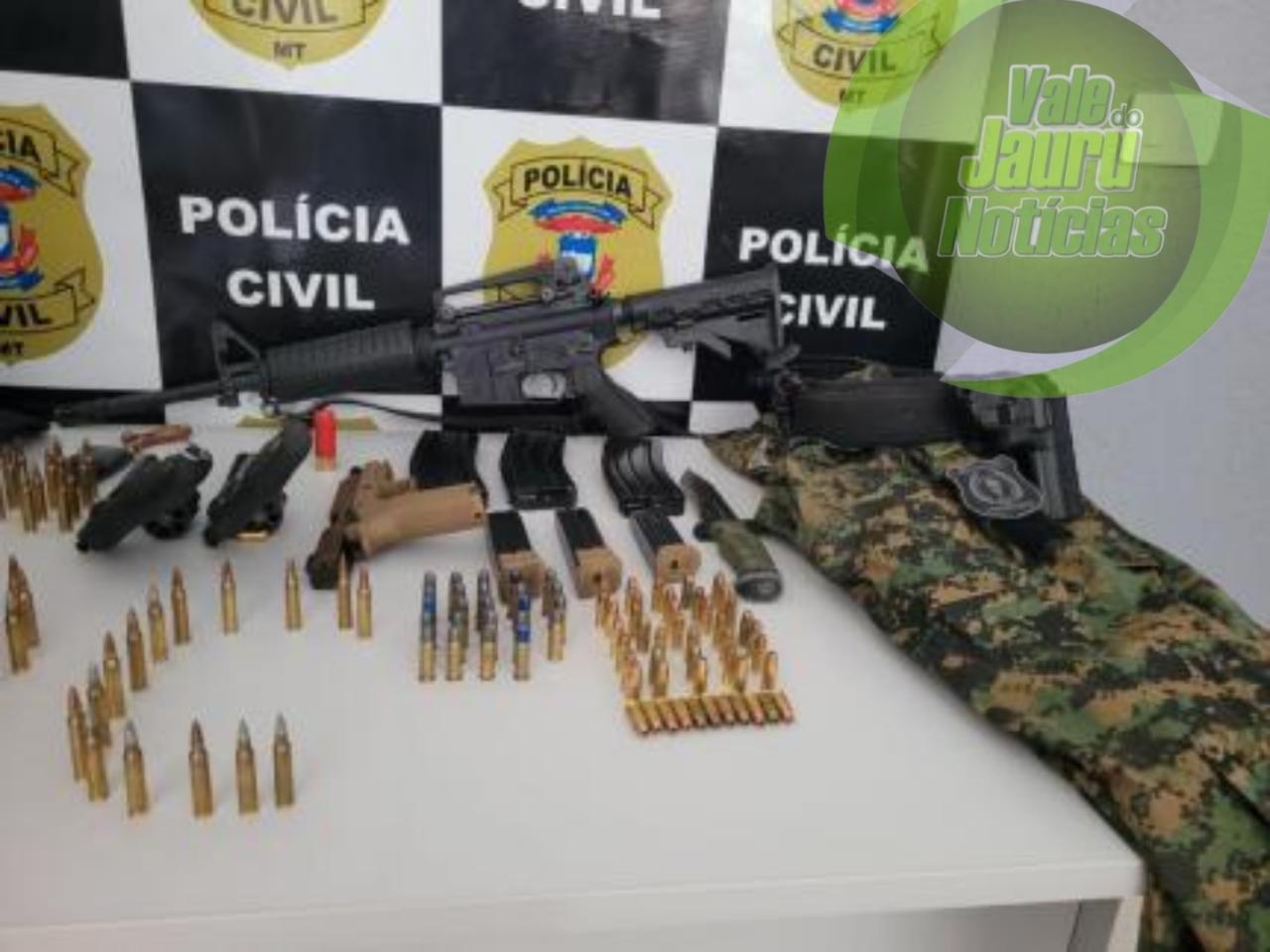 Trio é preso com fuzil, revólveres e munições no interior de MT. Homens são suspeitos de associação criminosa