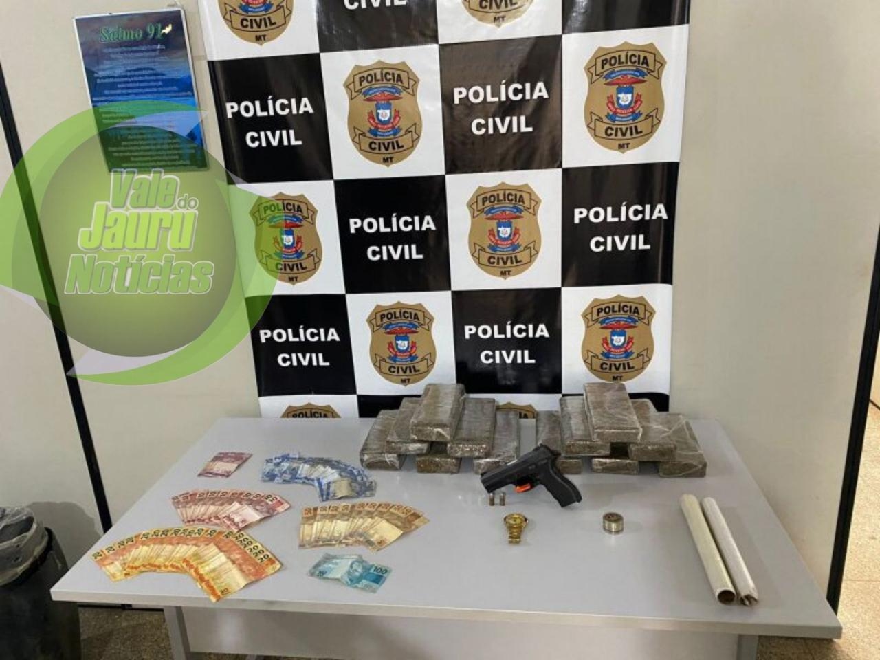 Arma da PM é apreendida com traficantes detidos durante operação em Cáceres