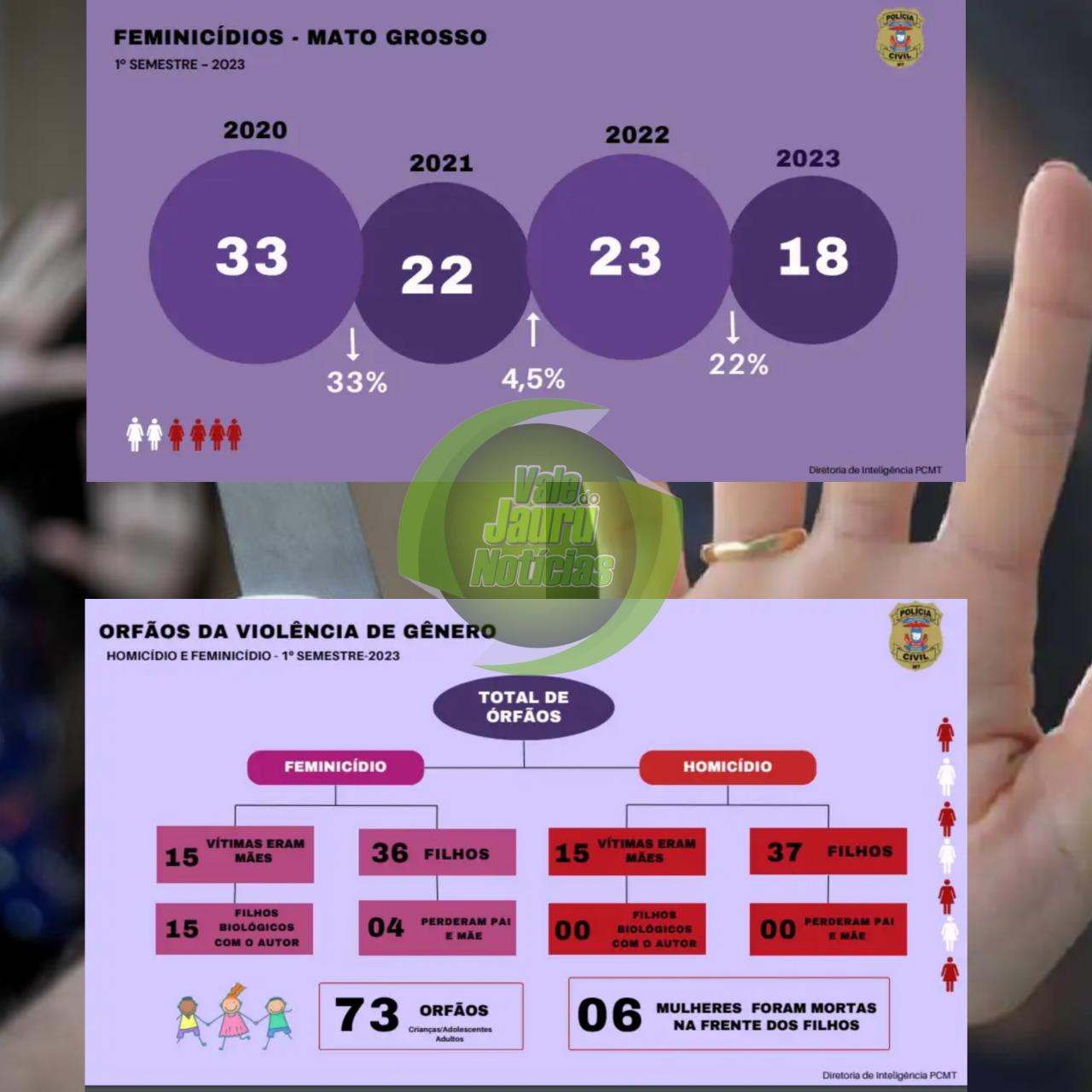 Feminicídio: 36 filhos perderam as mães no 1º semestre em Mato Grosso; Os dados são alarmantes.