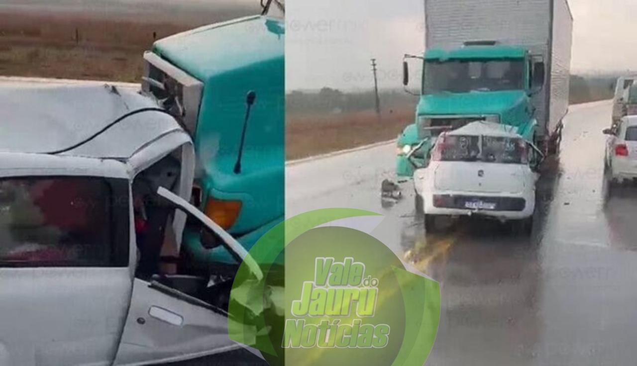 Rodovia da morte: Colisão frontal entre carro e caminhão deixa quatro mortos na BR-163 em Mutum