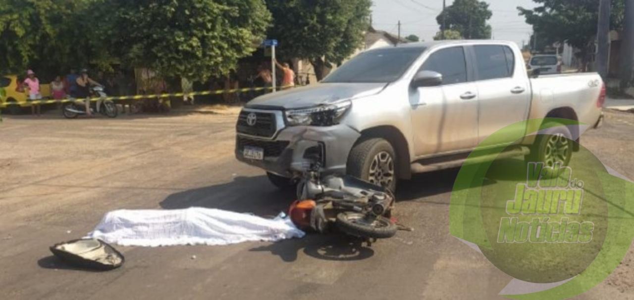 Batida entre Biz e caminhonete mata adolescente de 16 anos que pilotava a moto em Sinop
