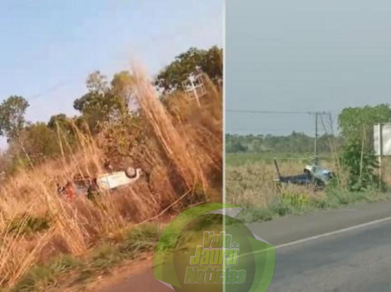 Engavetamento entre três carros na BR 070 em Cáceres deixa duas pessoas feridas em estado grave