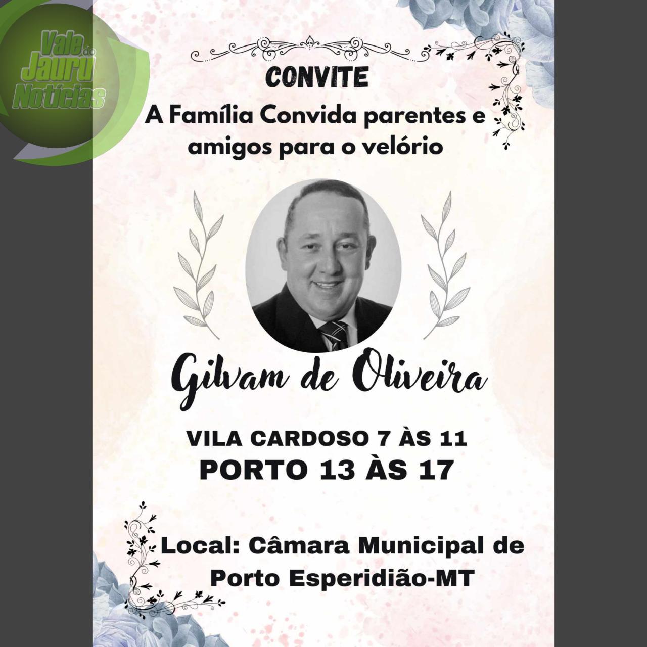 Nota de pesar de Gilvam de Oliveira prefeito de Porto Espiridião gestão 2013-2016