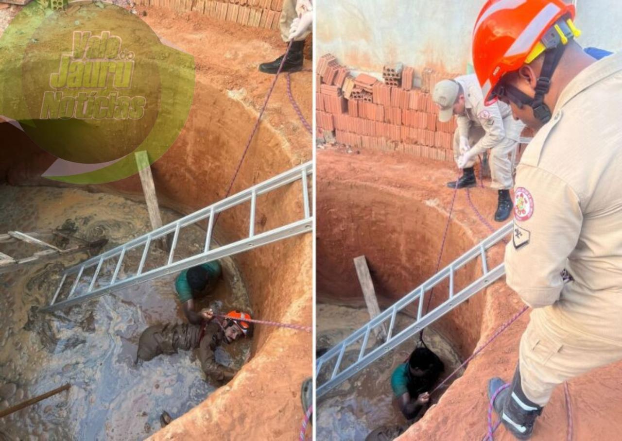 Trabalhador cai em fossa e fica preso em meio a dejetos