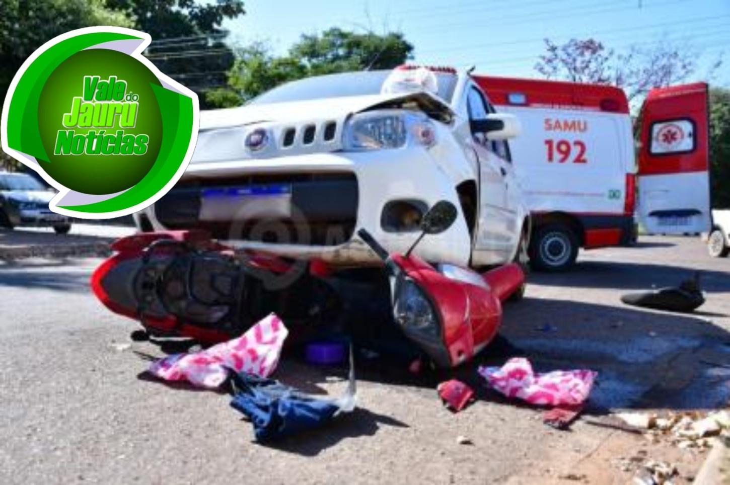 Jovem fica ferida ao ser atingida por Fiat Uno em rua de MT