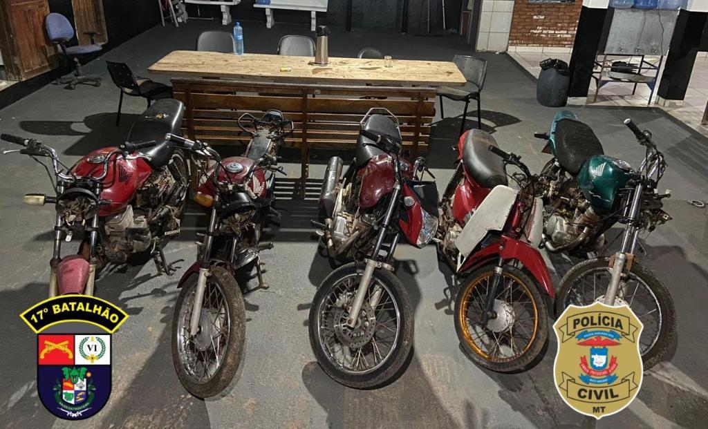 Polícias Civil e Militar recuperam 5 motos furtadas do Ciretran de Mirassol D'Oeste