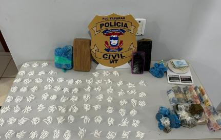 Traficantes são detidos com mais de 800 pinos de cocaína, maconha e pasta base
