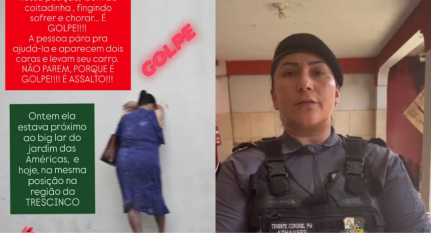 Vídeo - PM afirma que alerta de golpe é falso e mulher precisa de ajuda