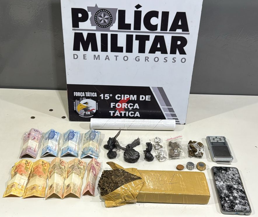 Força Tática prende duas pessoas por tráfico de drogas.