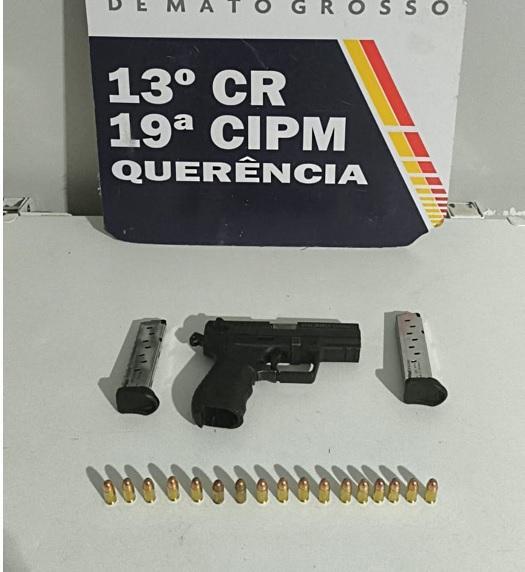 Homem é preso em flagrante pela PM com arma de fogo e 17 munições.
