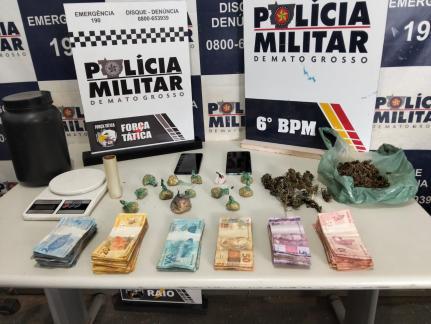 Polícia flagra tráfico e prende dois com drogas e dinheiro em MT.