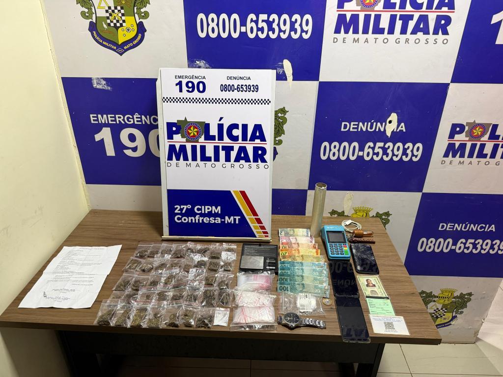 Polícia Militar prende casal de faccionados e apreende 40 porções de drogas.