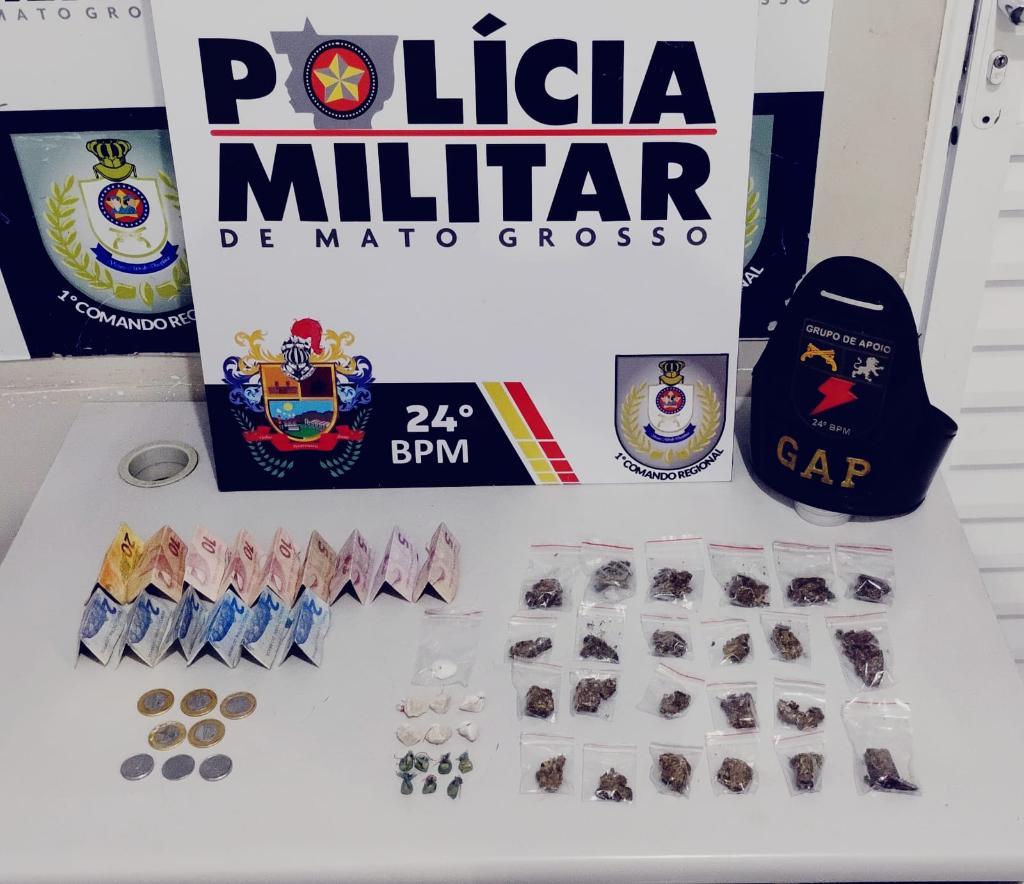 Polícia Militar prende homem por tráfico de drogas e apreende porções de entorpecentes.