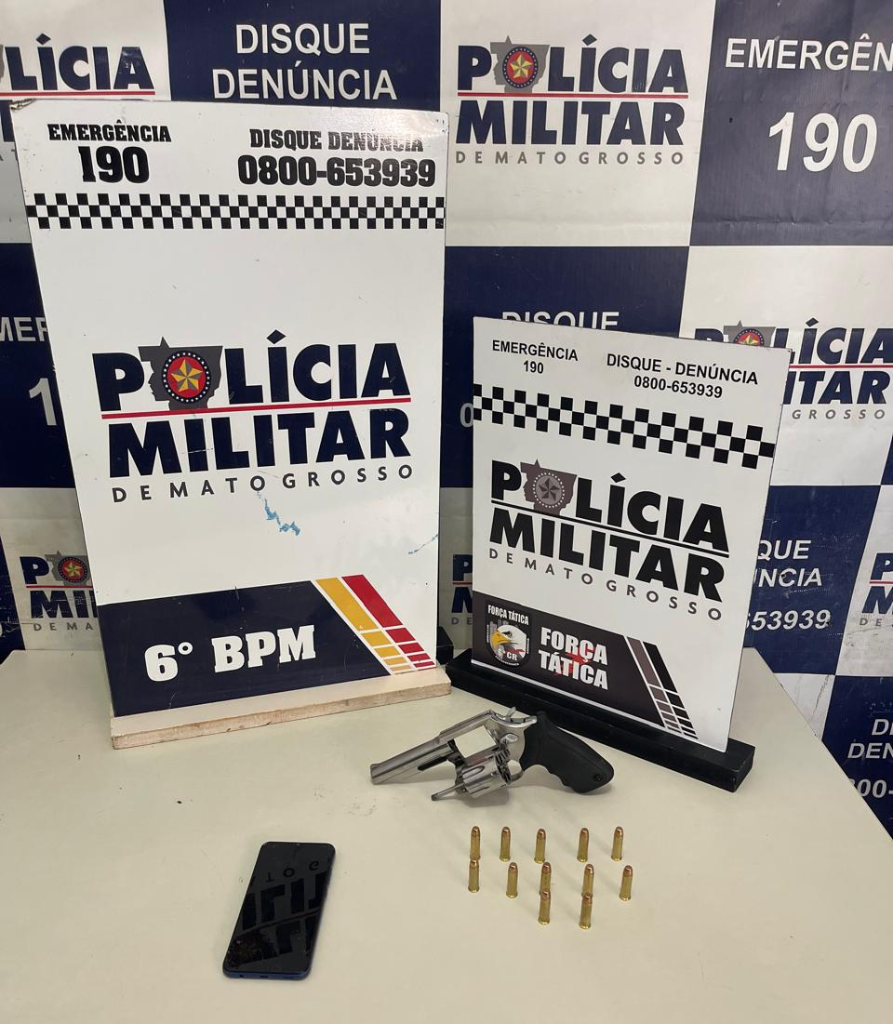 Força Tática apreende adolescente com revólver e 12 munições em Cáceres.