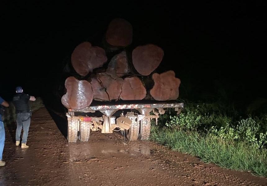 Polícia Civil e Sema flagram transporte e venda ilegal de madeira.