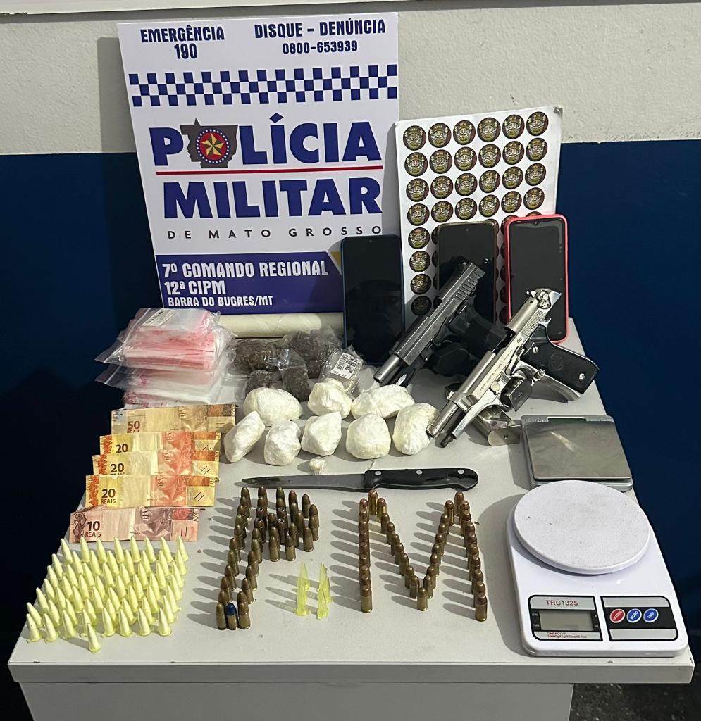 Polícia Militar desarticula faccionados e apreende armas e munições em Barra do Bugres.