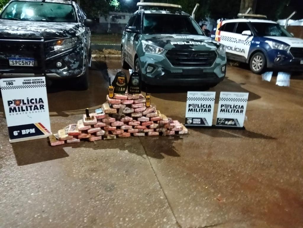 Polícia Militar prende faccionado com 50 tabletes de maconha e munições em Cáceres.