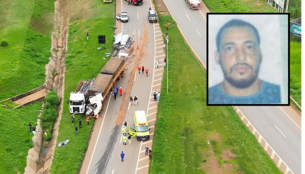 Caminhoneiro morre e outro fica ferido em batida entre três carretas na BR-163.