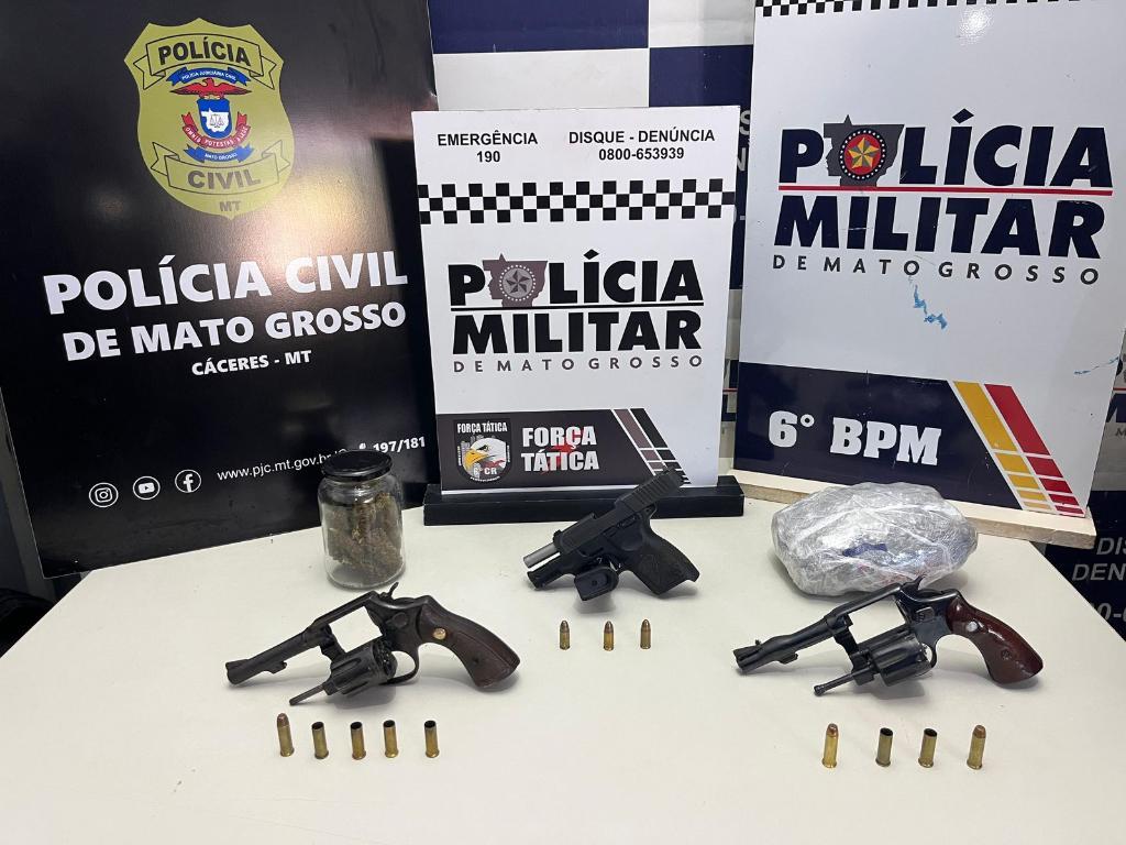 Forças de segurança detém três faccionados após tentativa de homicídio em Cáceres.