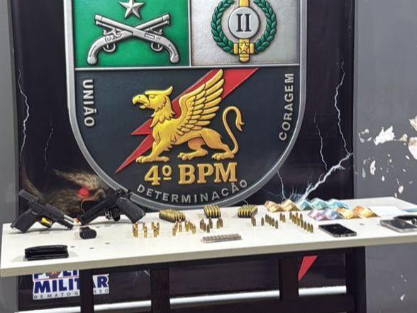 PM prende dupla e apreende pistola e munições que seriam vendidas à facção criminosa.