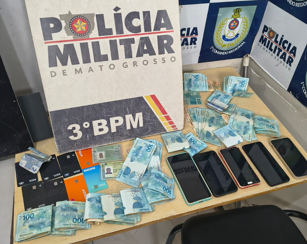 Polícia Militar prende dois homens por estelionato e apreende R$ 16,7 mil em dinheiro.