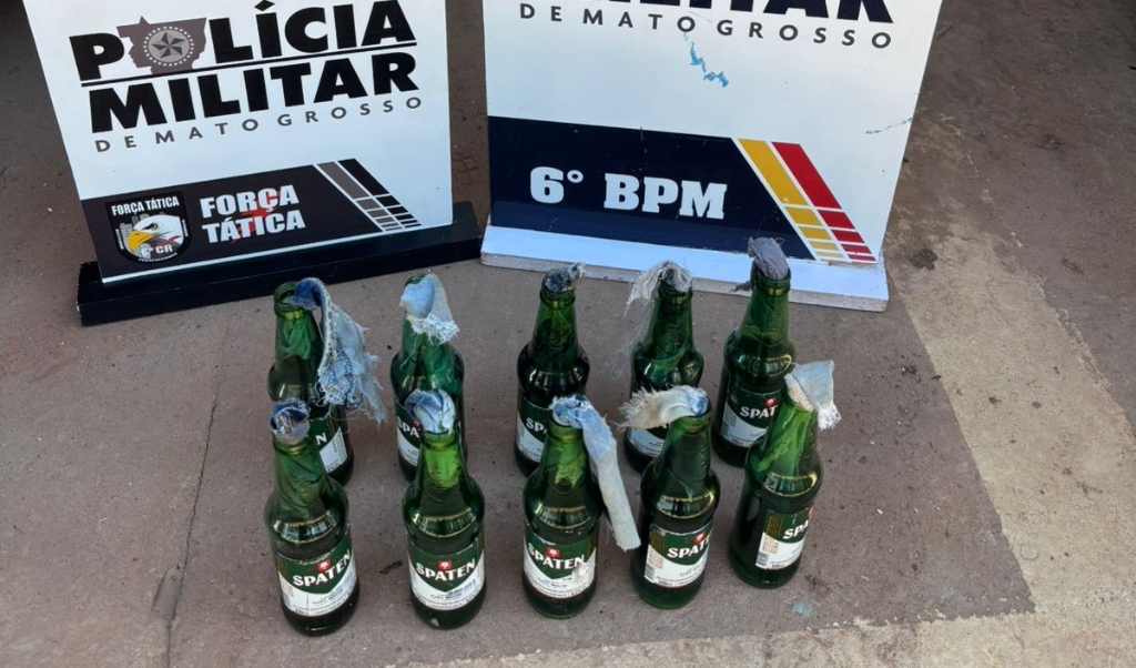 Polícia Militar prende faccionado por usar coquetéis molotov e incendiar casa em Cáceres.