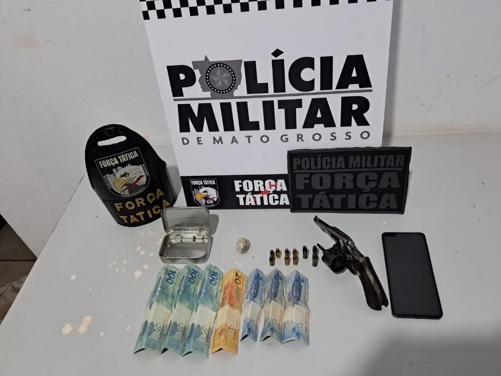 Força Tática prende faccionado por porte ilegal de arma de fogo em Tangará da Serra.