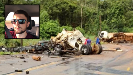 Motorista morre em acidente entre caminhões provocado por ultrapassagem irregular.