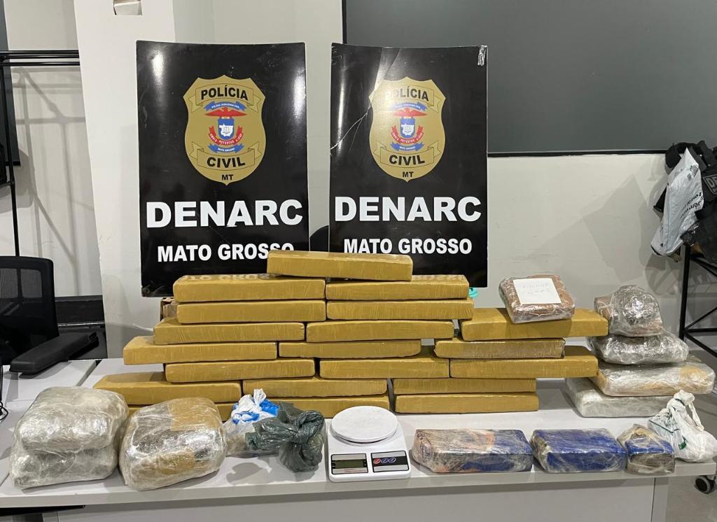 Polícia Civil localiza depósito de entorpecentes em área de mata.