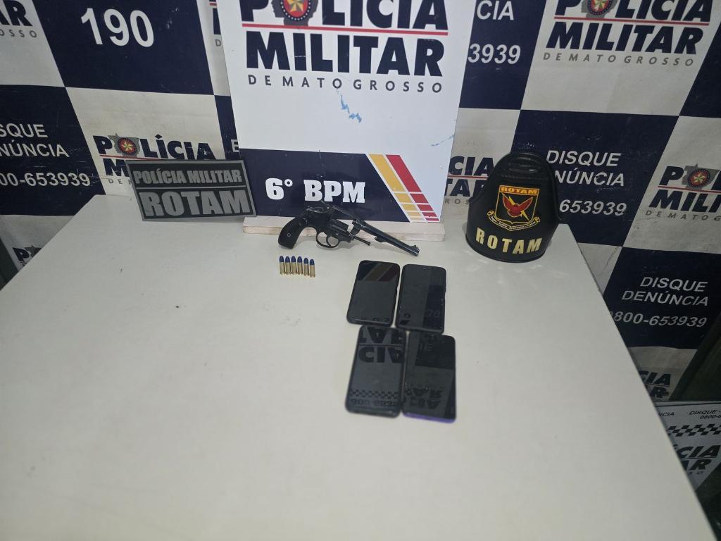 Polícia Militar prende cinco faccionados e apreende revólver após tentativa de homicídio.